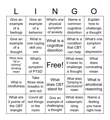CBT  LINGO Bingo Card