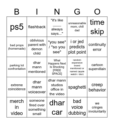 Dhar Mann Bingo v4 Bingo Card
