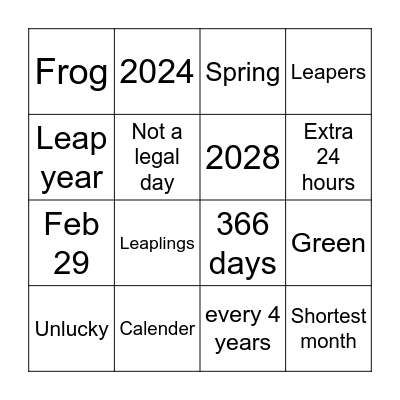 leap year bingo Card