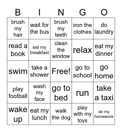 daily routine Bingo Card