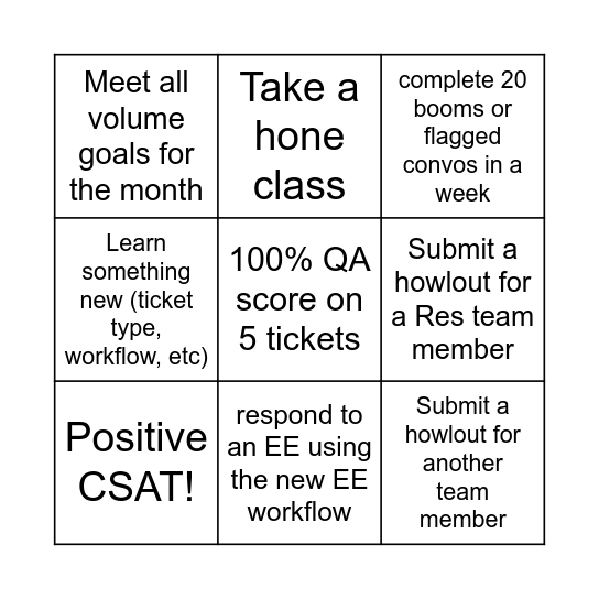 Team KT March Team Bingo!! Bingo Card