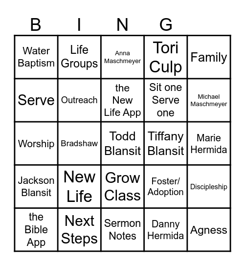 Welcome Party Bingo Card