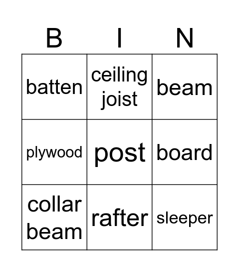 Timber Bingo Card