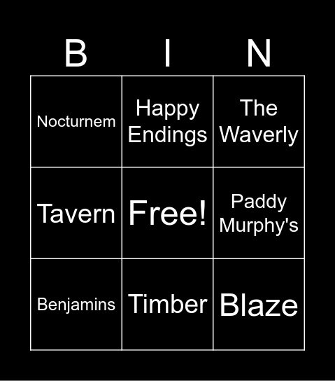 Court's Birthday Crawl Bingo Card