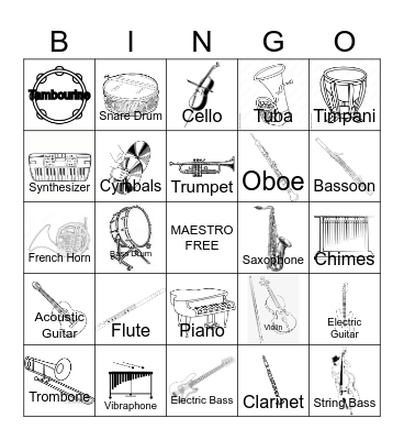 Instrument Bingo Card