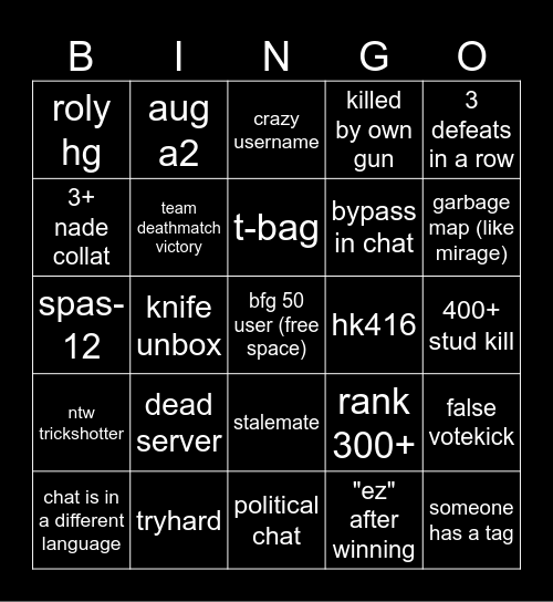 pf bingo again Bingo Card
