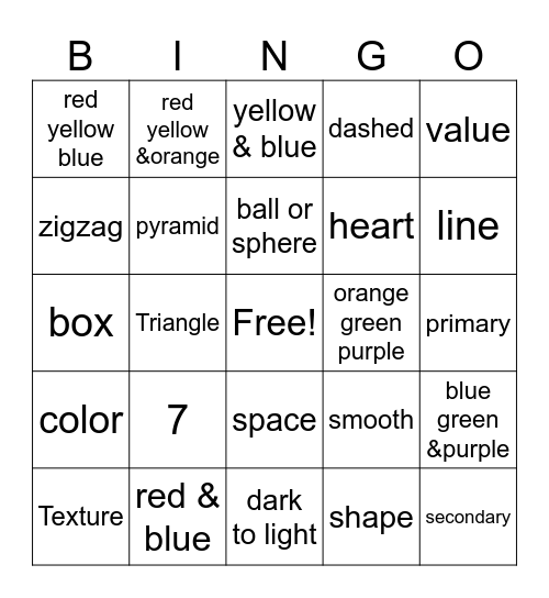 Elements of Art Bingo Card