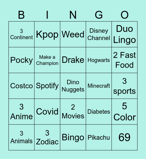 Infinite Craft Bingo Card