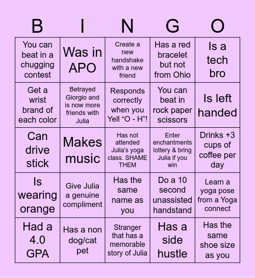 Find Someone Who… Bingo Card