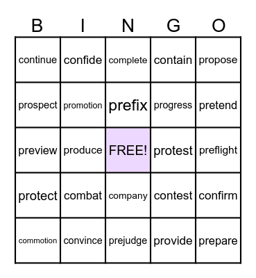 Unit 31 BINGO Card