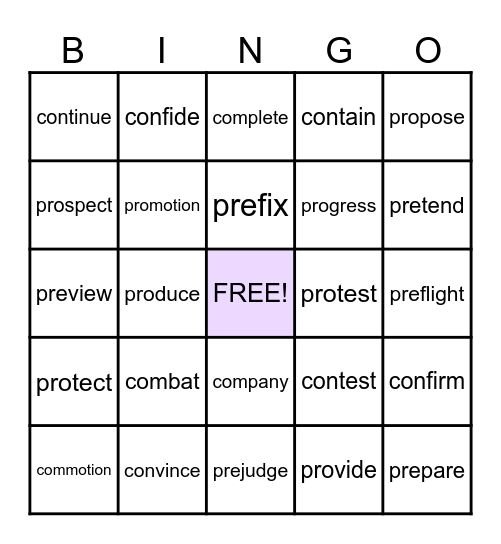 Unit 31 BINGO Card