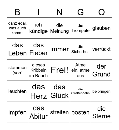 MMM 2024 Wortschatz Bingo Card