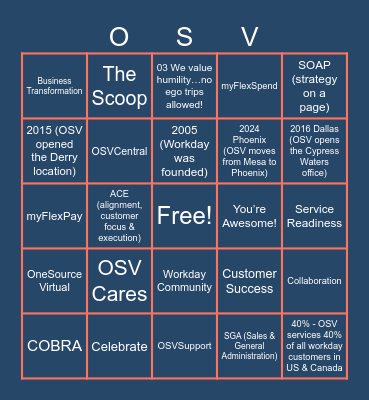 Employee Appreciation Bingo Card