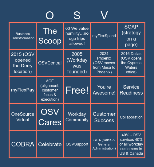 Employee Appreciation Bingo Card