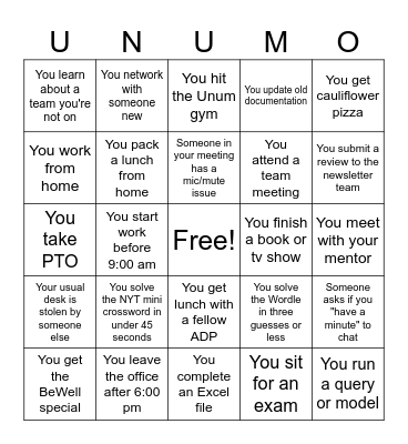 ADP Bingo Card