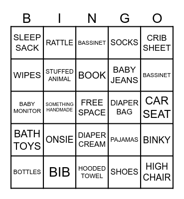 BABY SHOWER Bingo Card