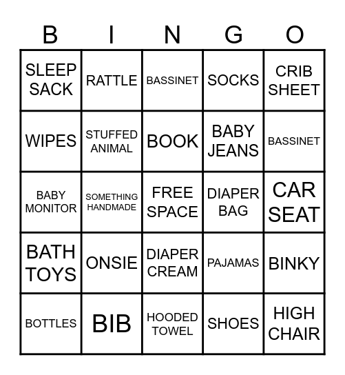 BABY SHOWER Bingo Card