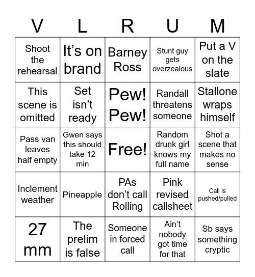 VALARUM Bingo Card