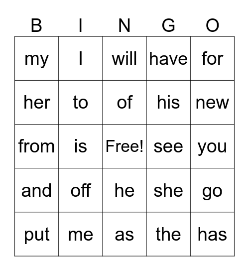 Red Word Bingo! Bingo Card