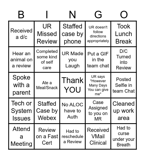 Employee Appreciation Bingo Card