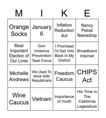 Mike Thompson Bingo Card