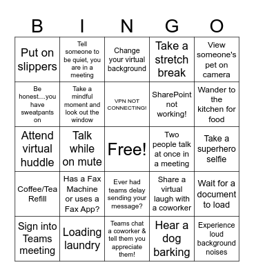 Virtual Work BINGO Card