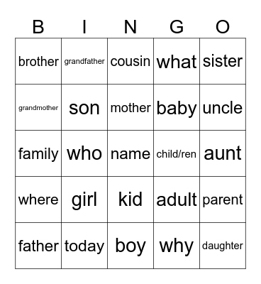 6th Sign Language Bingo Card