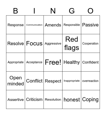 Managing Conflict Bingo Card