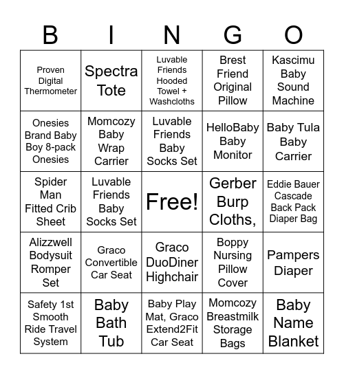 Yomayra's Baby Shower 2 Bingo Card