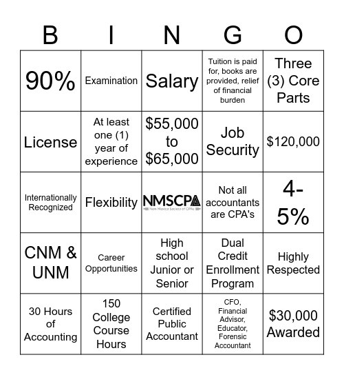 CPA BINGO Card
