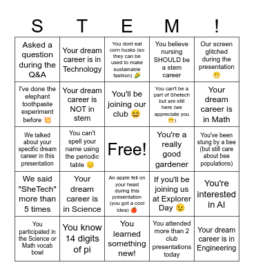 SheTech Bingo Card