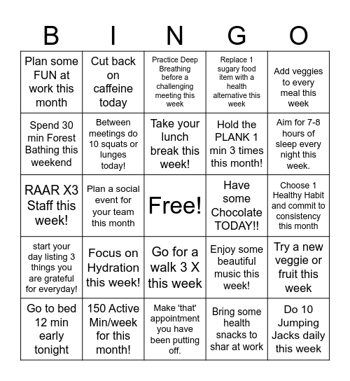 Building Resiliency in the KB Bingo Card