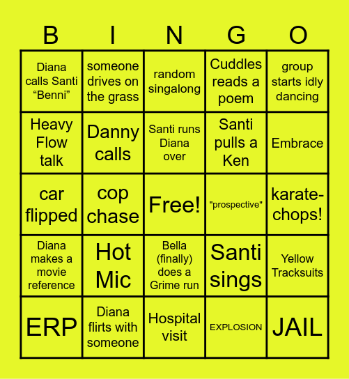 A DAY IN THE LIFE OF DIANA Bingo Card