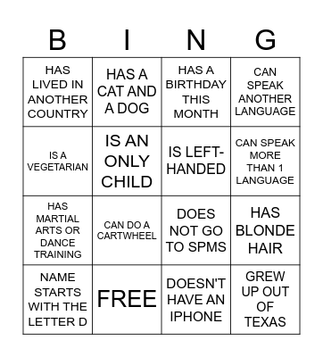 HUMAN SCAVENGER HUNT Bingo Card