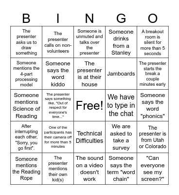 LETRS Bingo Card
