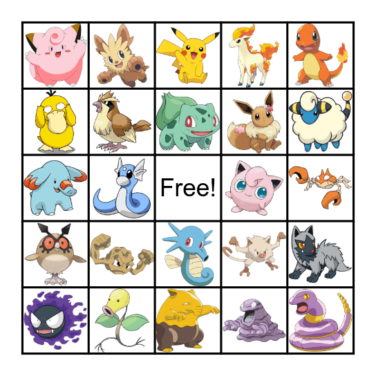 Pokemon Bingo Card