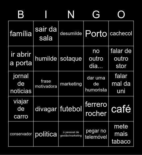 pedro dos super dragoes Bingo Card