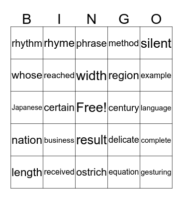 Bingo Card