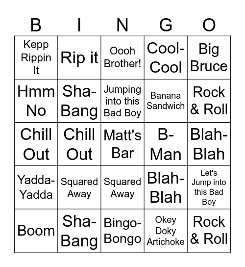 Matt's Bingo Card