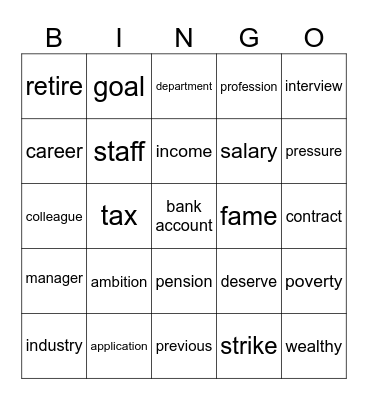 B1 Unit 27 Bingo Card