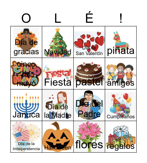 1.U.2 Celebraciónes Bingo Card