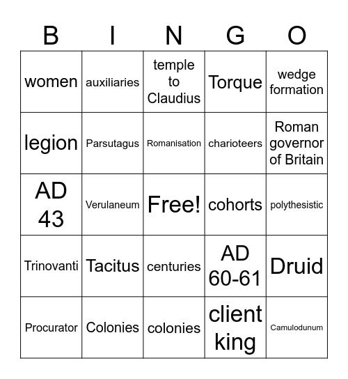 Boudicca Bingo Card