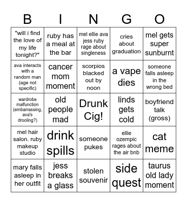 Cuntbrook Spring Break Bingo Card