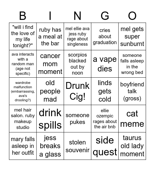 Cuntbrook Spring Break Bingo Card