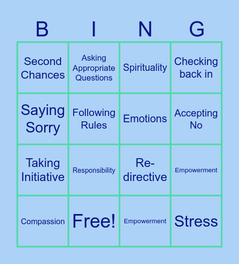 Accountability Bingo Card