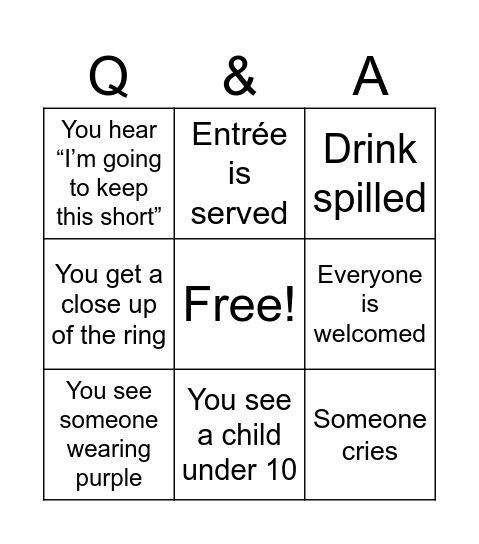 Qasira & Alistair's Walima Bingo Card