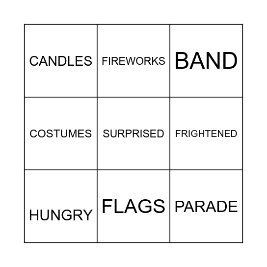 Let's Celebrate Bingo Card