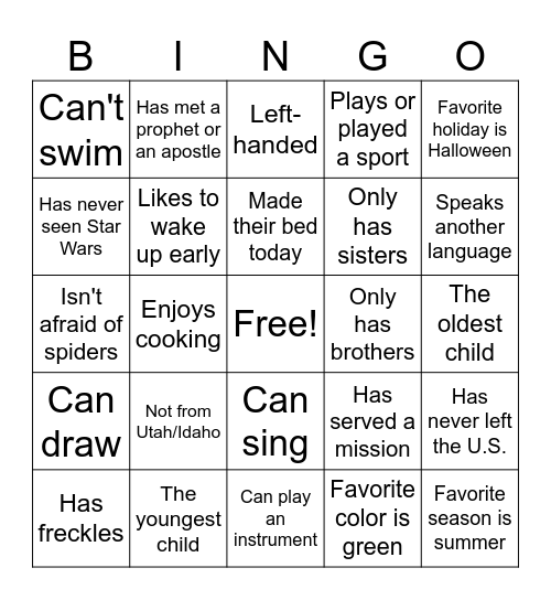 Find someone who... Bingo Card