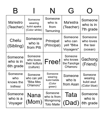 Mes CHamoru Bingo Card