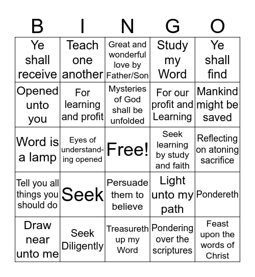 Study the Scriptures Bingo Card